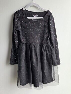 Jumping Beans Toddler Girls 5T Black Glitter Long-Sleeve Tulle Dress Holloween